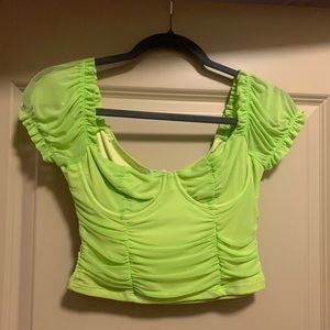 TIC TOC Corset Style Green Ruched Top. NWT